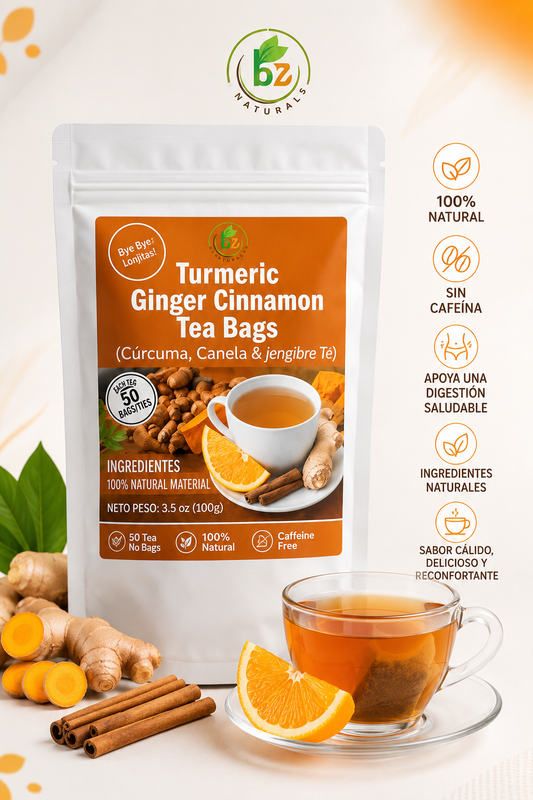 Té de Cúrcuma, Jengibre y Canela – 100% Natural, Sin Cafeína