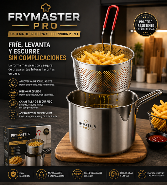 🔥 FryMaster Pro™ – Freidora 2 en 1 con Canastilla Escurridora