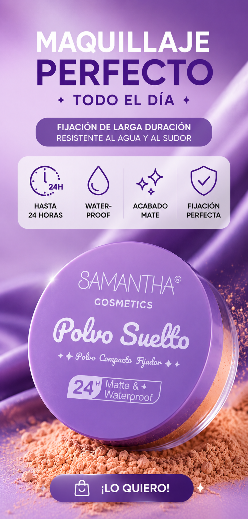 Polvo Suelto Fijador 24H – Samantha Cosmetics 💜
